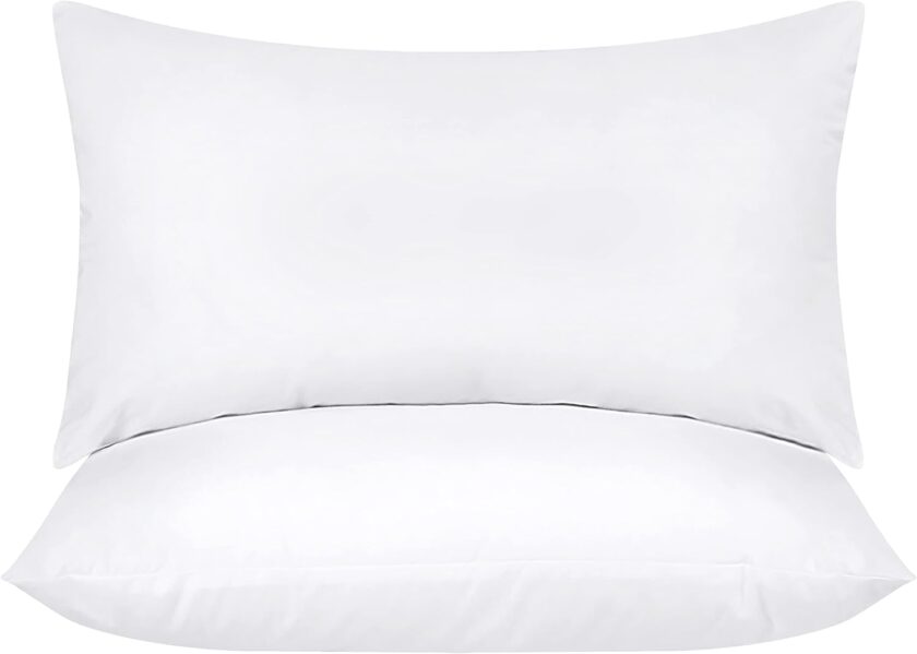 Throw Pillows Insert (Pack of 2, White) - 12 x 20 Inches Bed and Couch Pillows - Indoor Decorative Pillow
