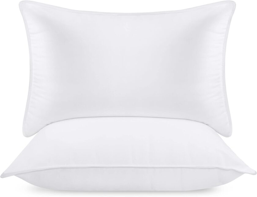 Bed Pillows for Sleeping (White), Queen Size, Set of 2, Hotel Pillow, Cooling Pillows for Side, Back or Stomach Sleepers