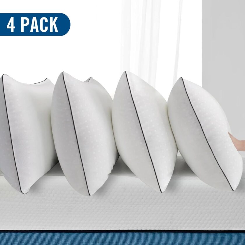 Standard Size Bed Pillows for Sleeping 4 Pack,Luxury Hotel Pillows,Comfortable and Supportive,Machine Washable,Suitable for Stomach,Back and Side Sleepers. - Image 2