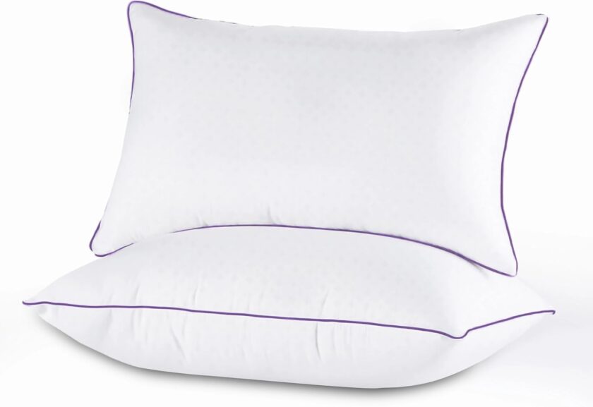 Pillows Queen Size Set of 2, Cooling and Supportive Bed Pillows with Super Soft Down Alternative Fill, Luxury Fluffy Hotel Quality for Side, Back, and Stomach Sleepers