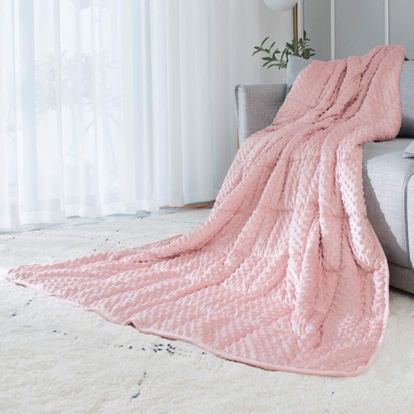 Reversible Weighted Blanket for All Season, Luxury Velvet, Warm and Cool, Adult Pink 7Lb Weighted Blanket, Enjoy Sleeping Anywhere(Pink,40"x60" 7lbs)
