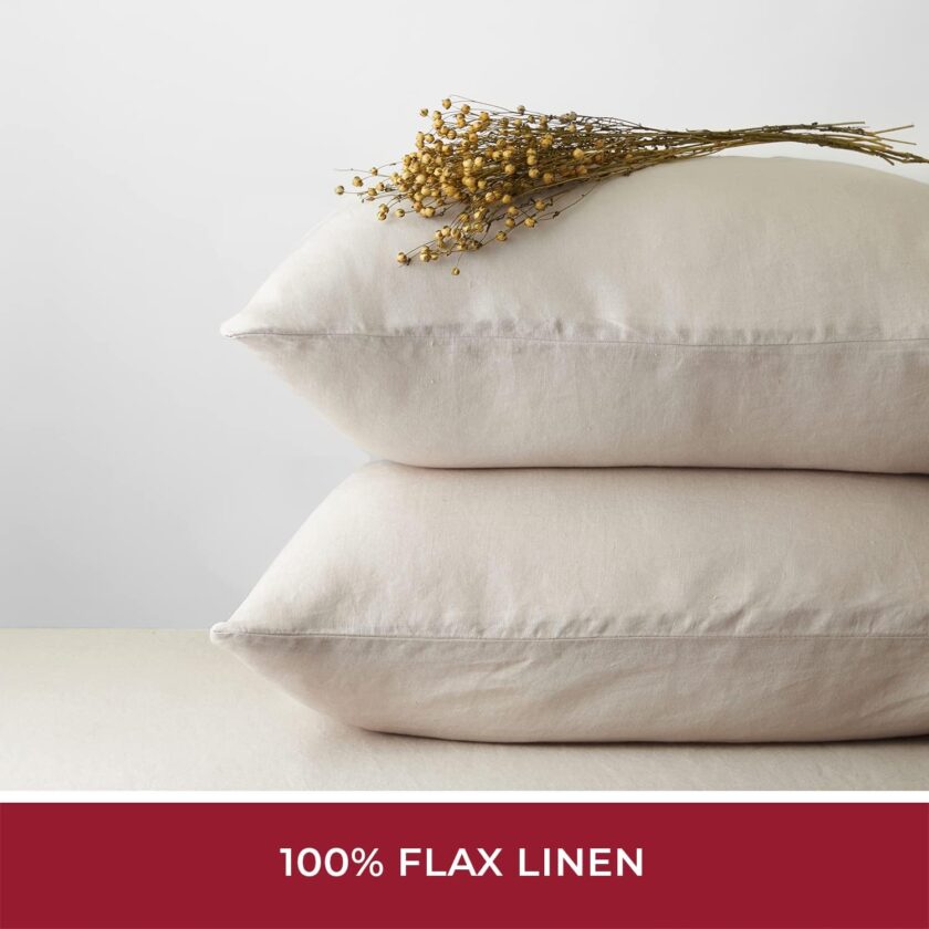 100% Linen Queen Sheets Set - Natural Sheets for Bed Set - Linen Bedding - Fits up to 16" Mattress(Queen, Natural) - Image 2