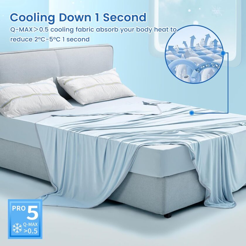 Double Cooling Blanket for Hot Sleepers King Size,  with Double Cooling, Summer Blanket Absorbs Heat to Keep Cool All Night for Night Sweats (Ice Blue, 108''x90'') - Image 2