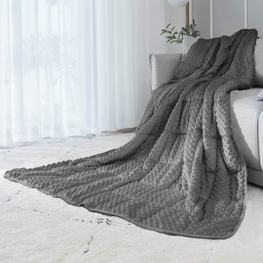 Reversible Weighted Blanket for All Season, Luxury Velvet, Warm and Cool, Adult 7Lb Grey Weighted Blanket, Enjoy Sleeping Anywhere(Grey,40"x60" 7lbs)