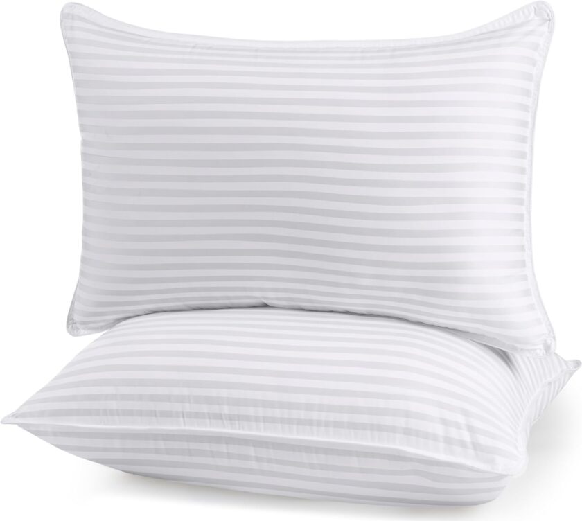 Bed Pillows for Sleeping Queen Size, 1000 Grams Filled Hotel Quality Cooling Pillows for Side, Back or Stomach Sleepers (White, Set of 2)