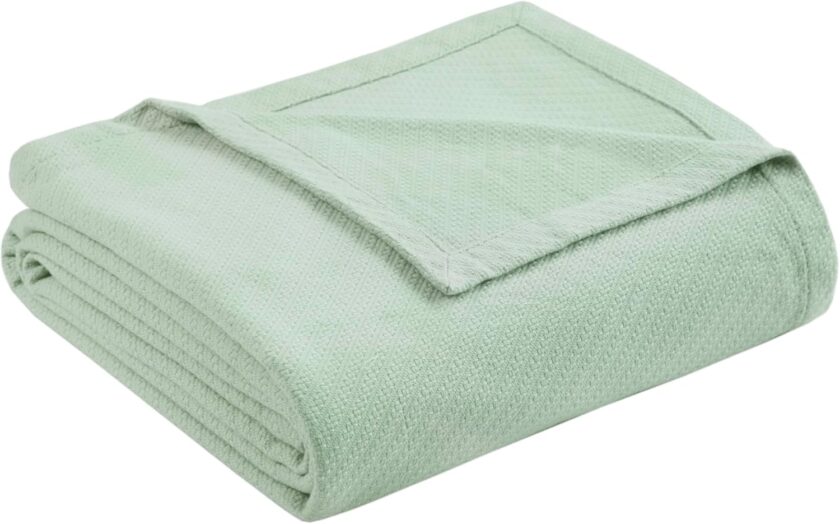 Liquid Cotton Luxury Blanket Premium Soft Cozy 100% Ring Spun Cotton For Bed , Couch or Sofa, Full/Queen, Sea Foam
