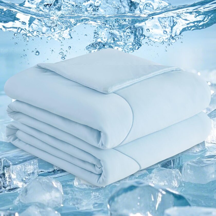 Cooling Comforter King for Hot Sleepers, Soft Double Side Cooling Blanket for Night Sweats Absorbs Body Heat,  Cool Lightweight Summer Cold Comforter, 108"x90", Ice Blue
