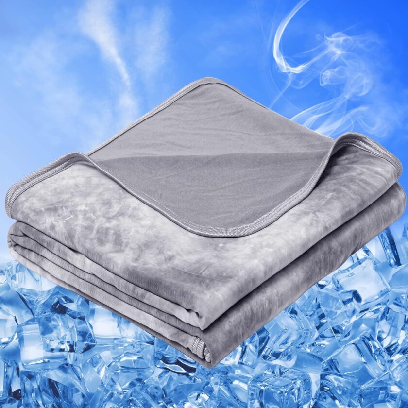 Cooling Blanket Queen Size (90"x90"), Cooling Blankets for Hot Sleepers, Absorbs Heat to Keep Adults Cool for Summer Nights Sweats, Thin Cold Lightweight Blanket for Couch Bed, All Season Use