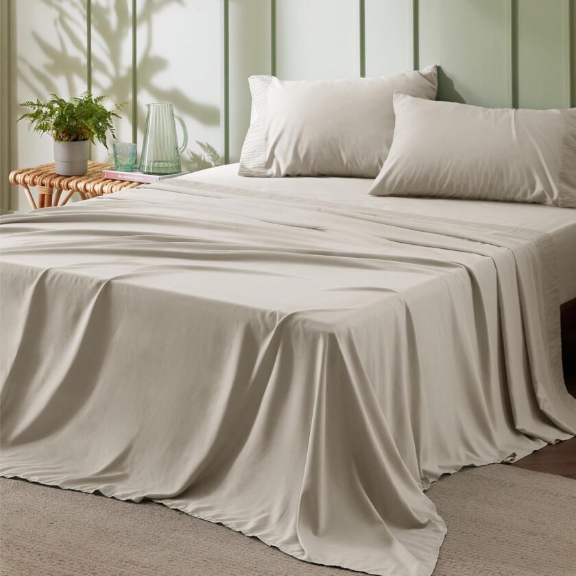 Queen Sheet Set - 4 Pieces Soft Queen Size Sheets - Breathable & Cooling - Hotel Luxury - Easy Care Polyester Microfiber Bedding for Women, Men, Linen