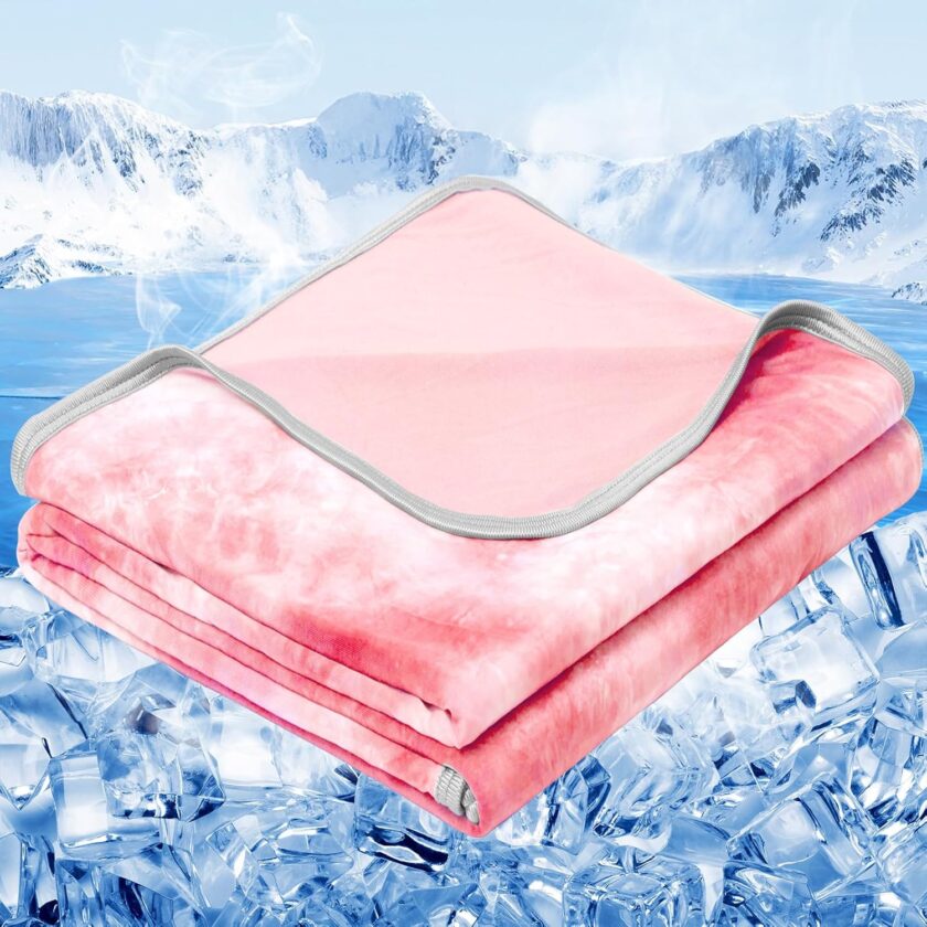 Cooling Blanket Queen Size (90"x90"), Cooling Blankets for Hot Sleepers, Absorbs Heat to Keep Adults Cool for Summer Nights Sweats, Thin Cold Lightweight Blanket for Couch Bed, All Season Use